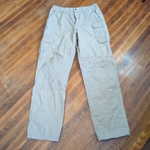 5.11 Tactical Men Cargo Active Work Pants 32x34 Superior Fit 100% Cotton Khaki